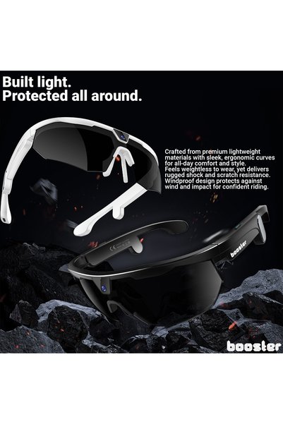 BOOSTER REVIEW Booster Vision Ride Ochelari Smart cu Cameră 8MP, Bluetooth 5.3, WiFi, Control Vocal AI, IP66, USB-C, pentru Ciclism și Sport