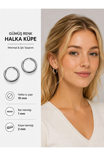10 mm 316L Çelik Halka Küpe