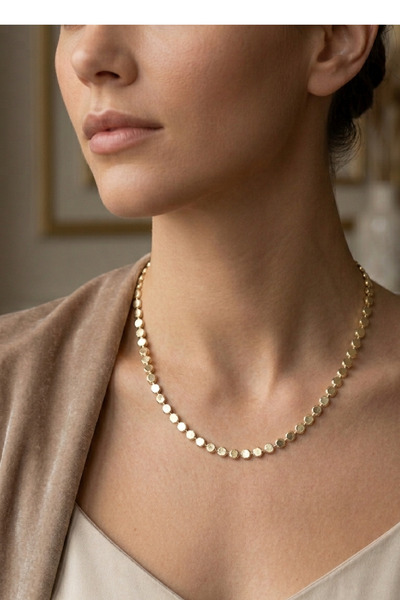 Rua Jewelry XUPİNG Damgalı Aura Disk Zincir Kadın Kolye 3 Mm Altın Renk | Kar...