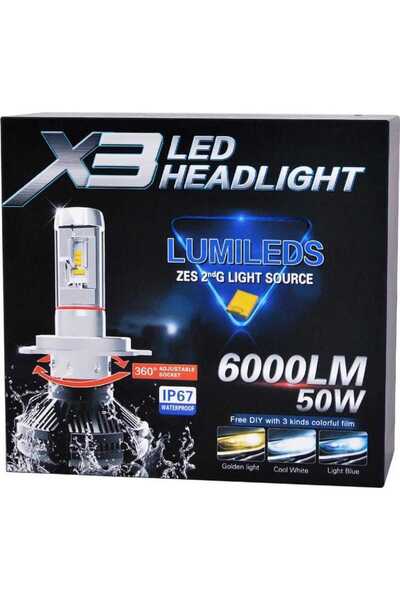 Autoline Λάμπες Αυτοκινήτου X3 H7 LED 6000K Ψυχρό Λευκό 9-32V 50W 2 τεμάχια