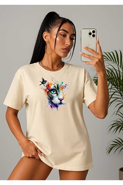 tkn your style Women's Cute Kitten Print Design Tshirt