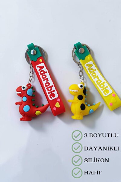 Lynare Breloc din silicon și ornament pentru geantă cu figurină de dinozaur 3...