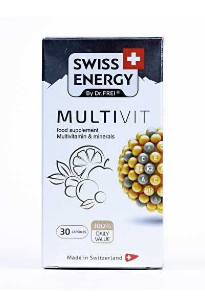 Swiss Energy مُلتيفيت، 25 فيتامينًا ومعادن مع فيتامين K2، 30 كبسولة