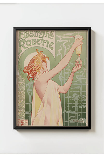 MIOVI WORKS Absinthe Robette Vintage Uramljeni Poster | Art Nouveau Zidni Dek...