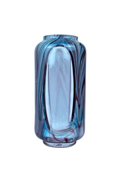 Generic Modern glass vase with turquoise lines