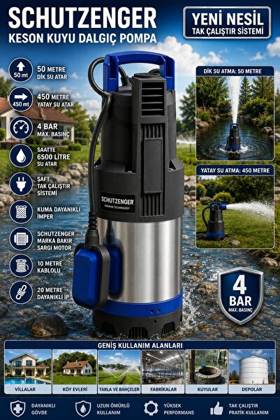 SCHUTZENGER 840HV SU MOTORU 3.5 Hq DALGIÇ POMPA HİDROMATLI KESON KUYU HİDROFO...