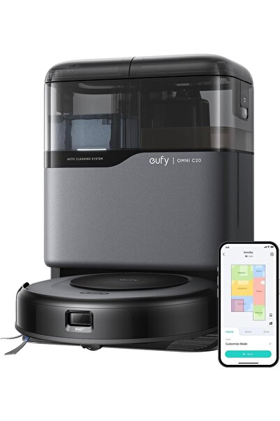 eufy Aspirator robot și mop Omni C20 cu stație multifuncțională, negru