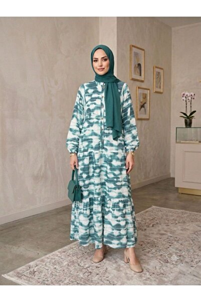 ECEYLÜL MODA Women's Brush Patterned Modal Cotton Loose Fit Hijab Dress - Com...