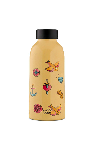 Mamawata Tattoo Stainless Steel Thermos Flask 470 ml Leak-Proof Insulated Wat...