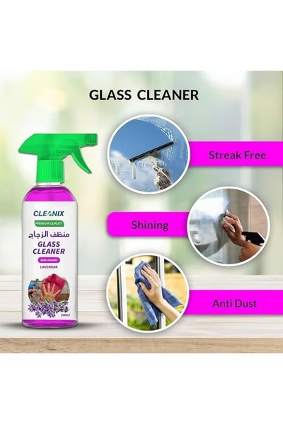Cleanix Premium Quality Tile and Grout Cleaner with Glass Cleaner Combo Set Citrus and Lavender Multipurpose Household Cleaning Solution for Tiles Mirrors Windows Bathroom Kitchen Home Use