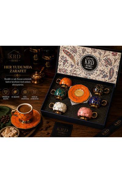 KRD HOME 6 KİŞİLİK PORSELEN KAHVE FİNCANI SETİ – ÖZEL HEDİYE KUTULU
