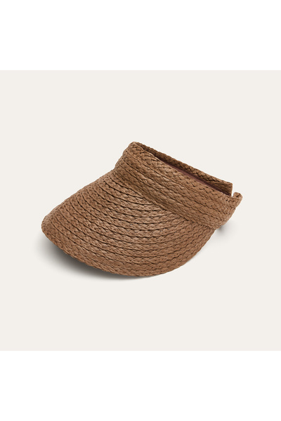 Mudo Women's Brown Straw Visor Hat