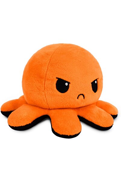 TeeTurtle دمية أخطبوط قابلة للعكس بطول 4 بوصات باللونين الأسود والبرتقالي مع ...