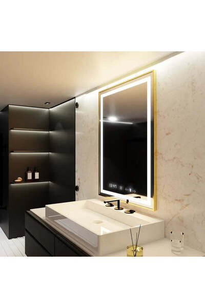 La Cucu Oglinda LED Rectangulara, 60x80cm, Verite Royale Gold MotionGlow Marc...