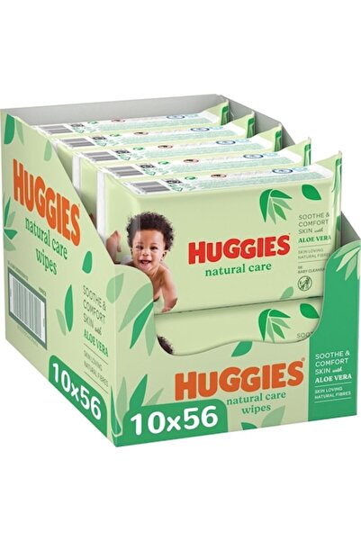 Huggies Υγρά μαντηλάκια φροντίδας, 10x56 τεμάχια, με αλόη βέρα, για υγιές δέρμα