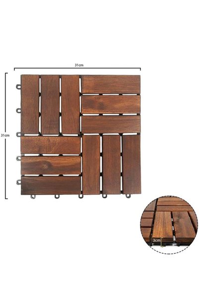 LINGWEI Wooden Floor Tiles, Garden & Interlocking Deck Tiles, DIY Assembly, for Office/Home/Patio, Pack of 10
