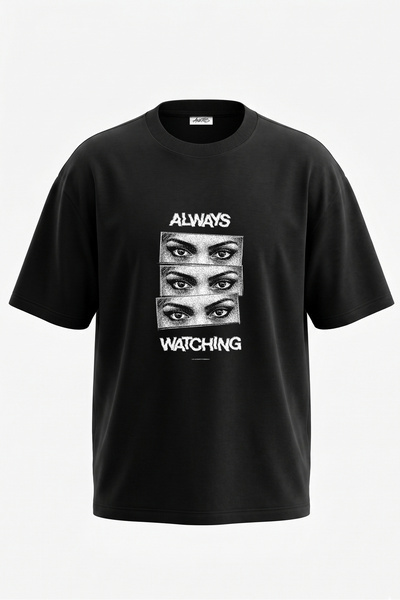 Anetos Μπλουζάκι με στάμπα στην πλάτη Always Watching Design, βαμβακερό, μαύρ...