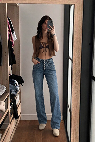 XRAY JEANS Pantaloni de damă cu picior larg, casual, albaștri, din denim