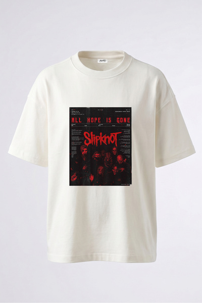 Anetos Slipknot maske dizajn, pamučna bela majica sa zadnjim printom, oversize