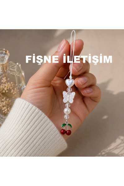 FİŞNEİLETİŞİM PİNTEREST KURDELE KİRAZ TELEFON CHARMI ÇANTA AKSESUARI ÇANTA İPİ