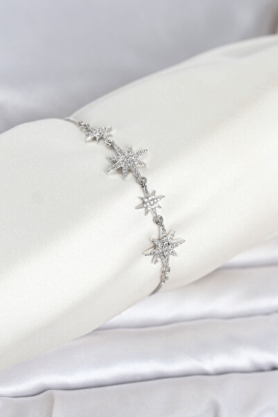OGHAMAY Silver Color Brass Zircon Stone Pole Star Model Elevator Women's Brac...
