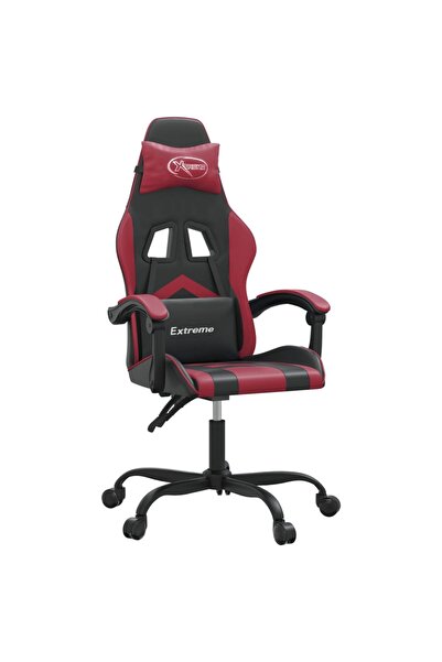vidaxl Scaun de gaming pivotant, negru și roșu vin, piele ecologică