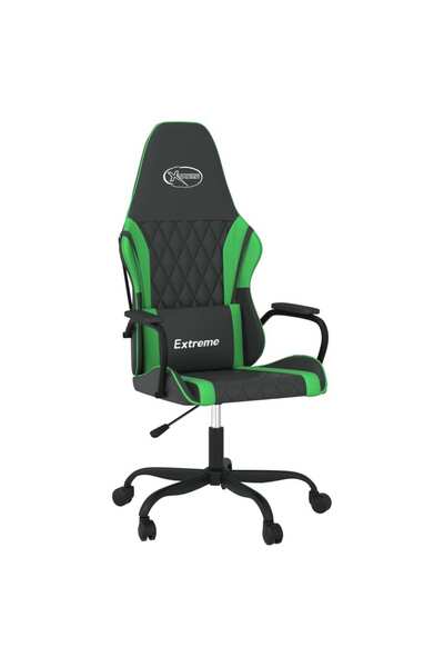 vidaxl Scaun de gaming de masaj, negru și verde, piele ecologică