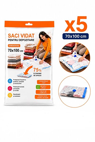 OEM HomeRoy – Set 5 Bucăți Saci Vacuum pentru Haine, 70X100 cm