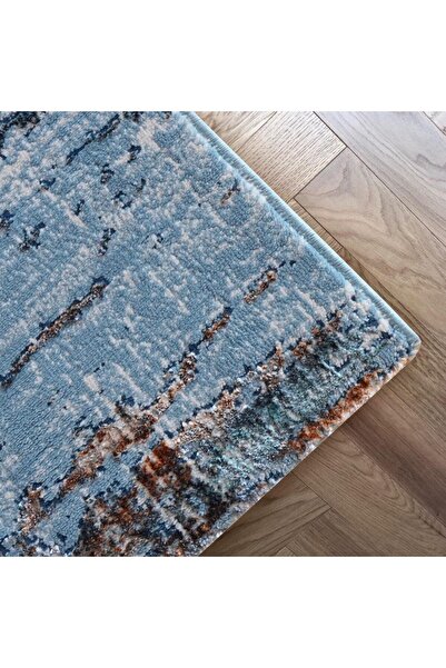 Platinum Merva Runner Rug by Platinum, 3m Length x 1m Width, Blue/Grey