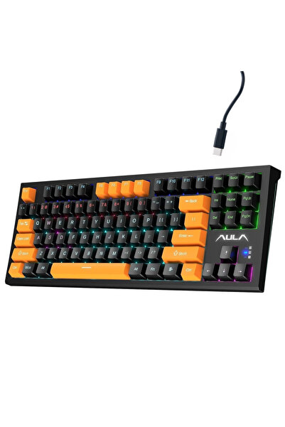 Aula F3032 Wired RGB Backlight Mechanical Gaming Keyboard | Orange + Black, R...