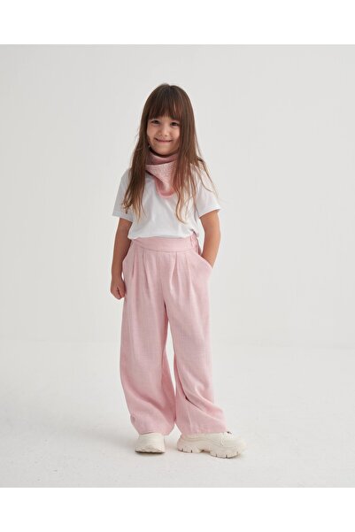 Cigit Plisirane široke pantalone, roze, za decu od 2 do 7 godina