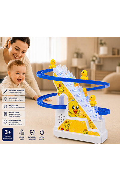 HOMELIA Small Duck Kaykaylı Ördek Oyuncak | Işıklı Sesli Müzikli Hareketli Ör...