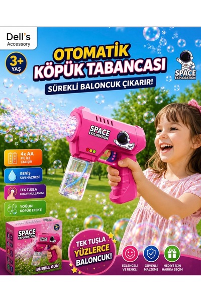 DELLS ACCESSORY Bubble Gun Baloncuk Tabancası Oyuncağı Otomatik Köpük Tabanca...