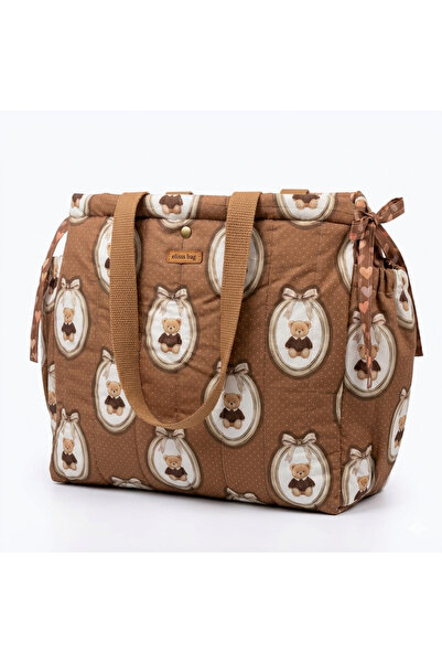 Elisss Design Teddy Bear Women's Bag with 4 Pockets, 100% Cotton Picnic Bag, ...