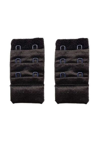 Mudanis 2 Pieces Agraf Bra Extension Clasp 3 Rows / 2 Hooks Black