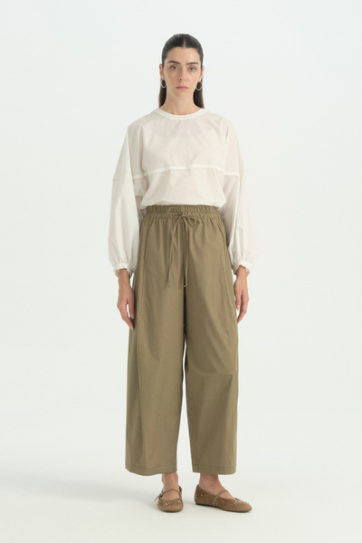 Nihan Cotton Baggy Pants - Khaki