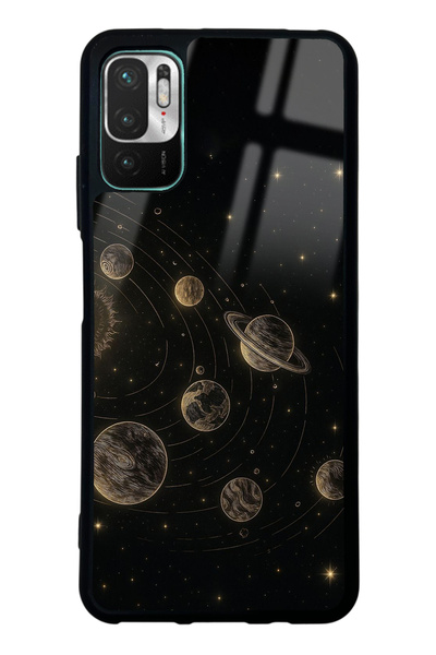 Spoyi Xiaomi Redmi Note 10 5G Golden Orrery Tasarımlı Glossy Telefon Kılıfı