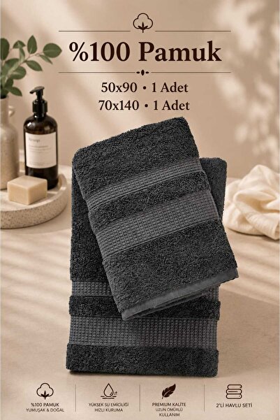 Serafina Venedik %100 Pamuk Premium Banyo Havlu seti 2'li 50x90+70x140