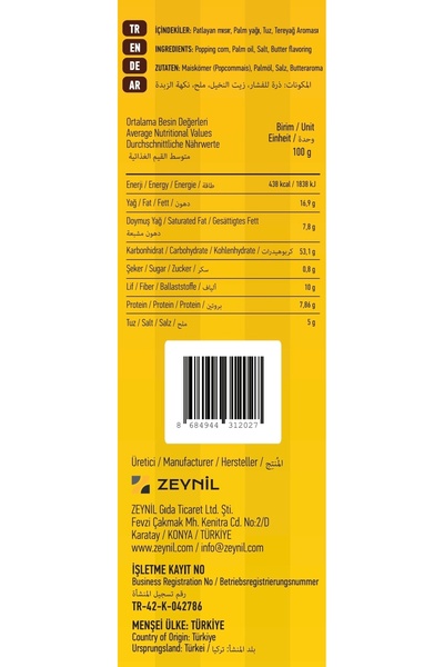PATLARO Mikrodalgada Patlayan Mısır 1 kutu Terayağ Aromalı (90 gr x 3 paket) - 3 Dakikada Hazır - %100 Türk Malı
