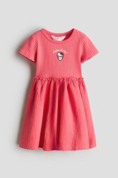 H&M İşleme Motifli ve Muslin Etekli Elbise