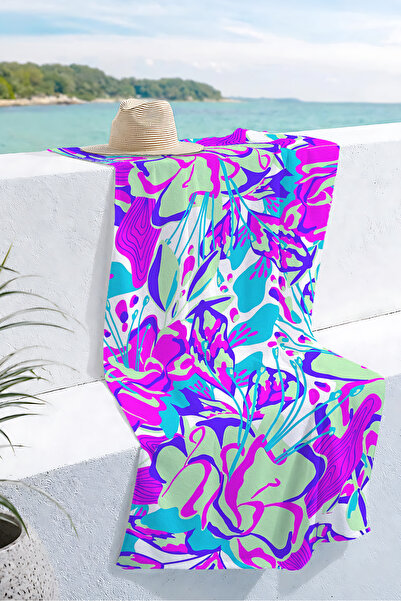 Evimde Bambaşka Prosop de plajă tropical cu model floral - Prosop cu uscare r...