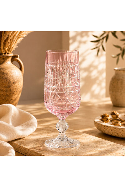crystalex Kristal Kesme Kahve Yanı Su Bardağı Kadeh Seti Pembe 180ML | Kahve ...