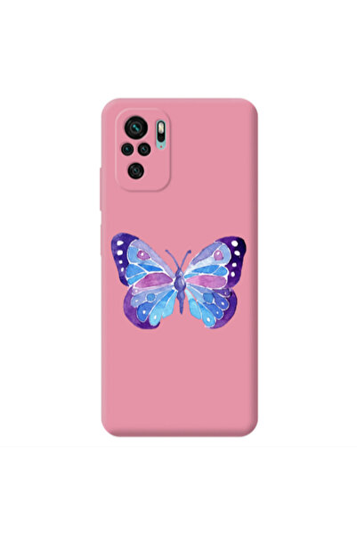 Other Xiaomi Redmi Note 10S Big Butterfly Pink Colored Silicone TPU Θήκη