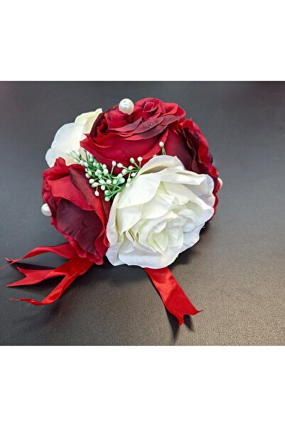 LUCIDIUSDECOR Clame capete trandafiri ivory si rosu artificiali 12/set - 15cm