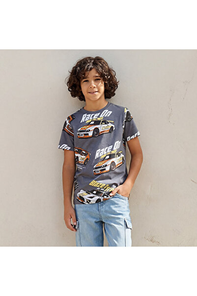 Juniors تي شيرت بطبعة سيارة بأكمام قصيرة