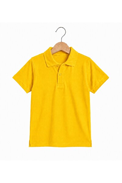 Nacar Unisex Çocuk Lakost Kumaş Basic Polo Yaka Kısa Kollu Okul Tişörtü