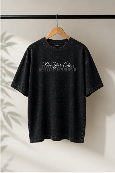 valeriae Πλενόμενο μπλουζάκι Oversize Unisex, Πλυμένο Vintage Street Style, Μ...