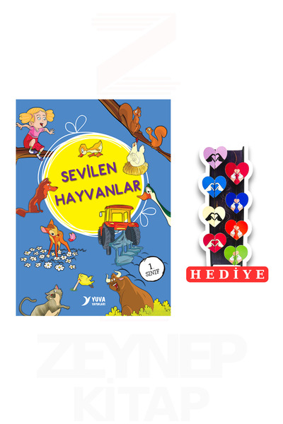Yuva Yayınları 1.Sınıf En Sevilen Hayvanlar 10 Kitap Set (8'li Kalp Ayraç Hed...