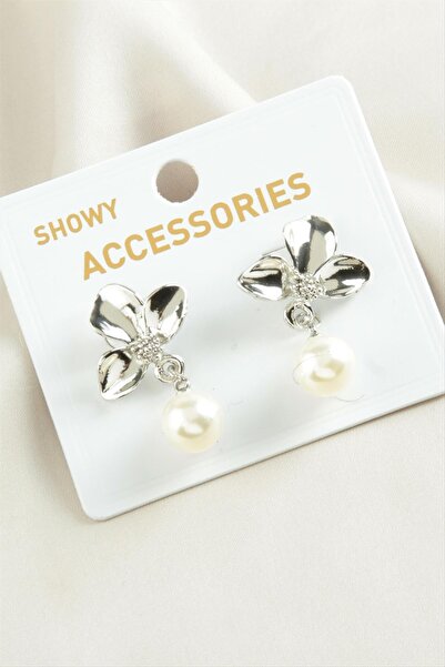 ZERO LAND Svl-Shop Orkide Tr İnci (00648) Earrings-Silver Color