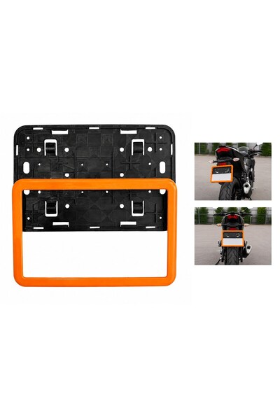 MOTOLİNAS Motosiklet Plakalık 26x17 Cm Turuncu Çerçeveli Universal Plaka Altl...